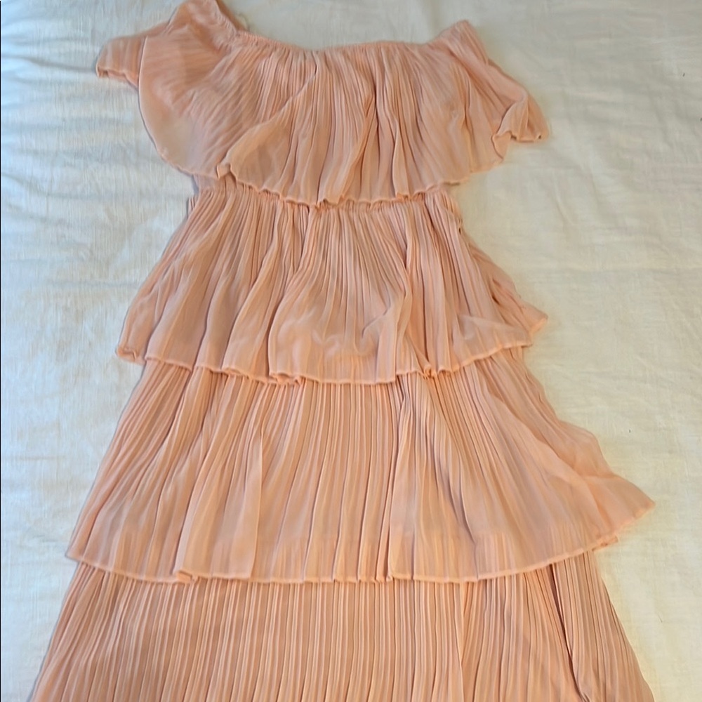 Pink Off the Shoulder Ruffled Tiered Sundress